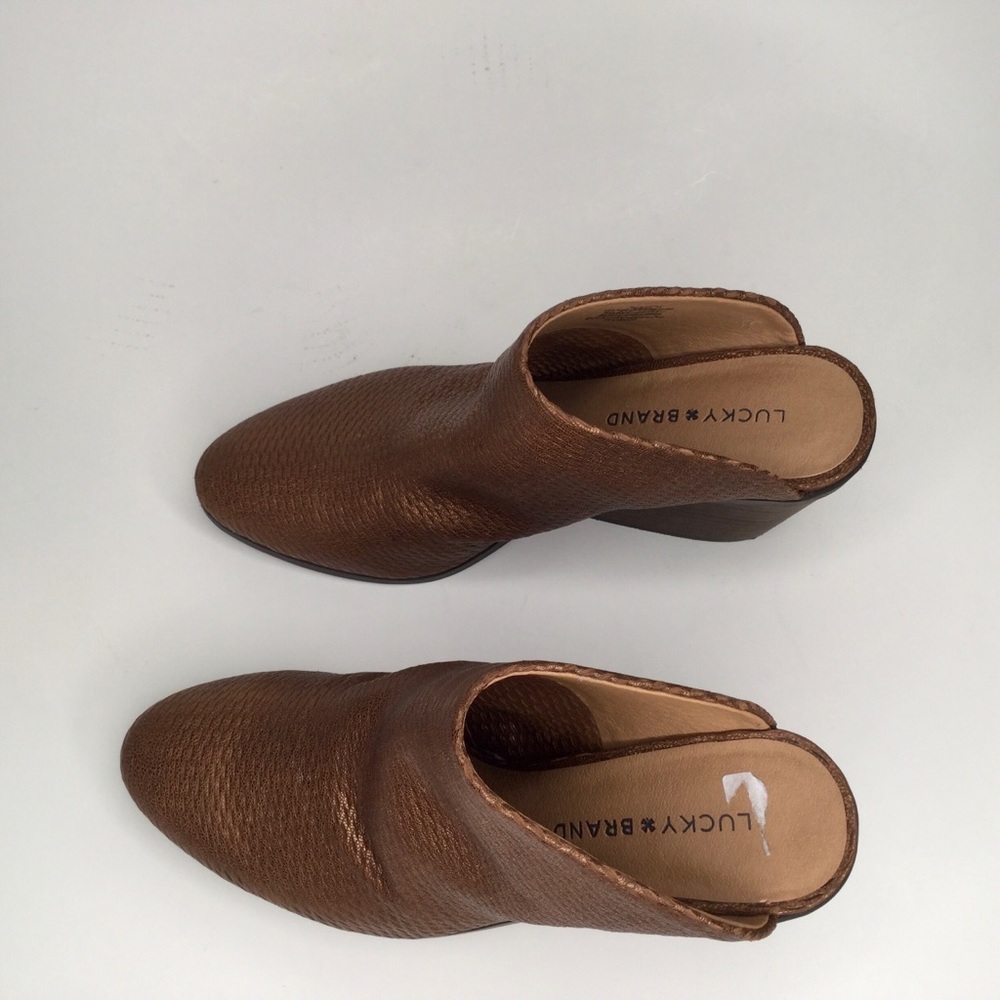 Lucky Brand perforated leather upper bronze mules. - Picture 3 of 11